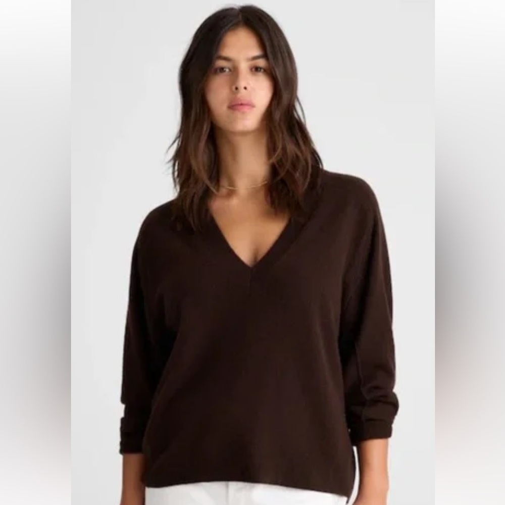 Madewell Cashmere V-Neck Sweater - Molasses